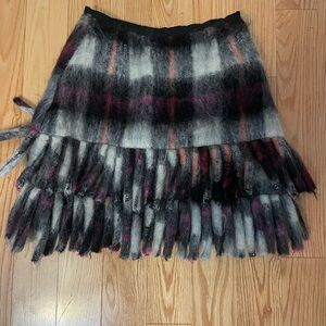 Vintage 1990s Anna Sui plaid mini skirt with fringe excellent condition
